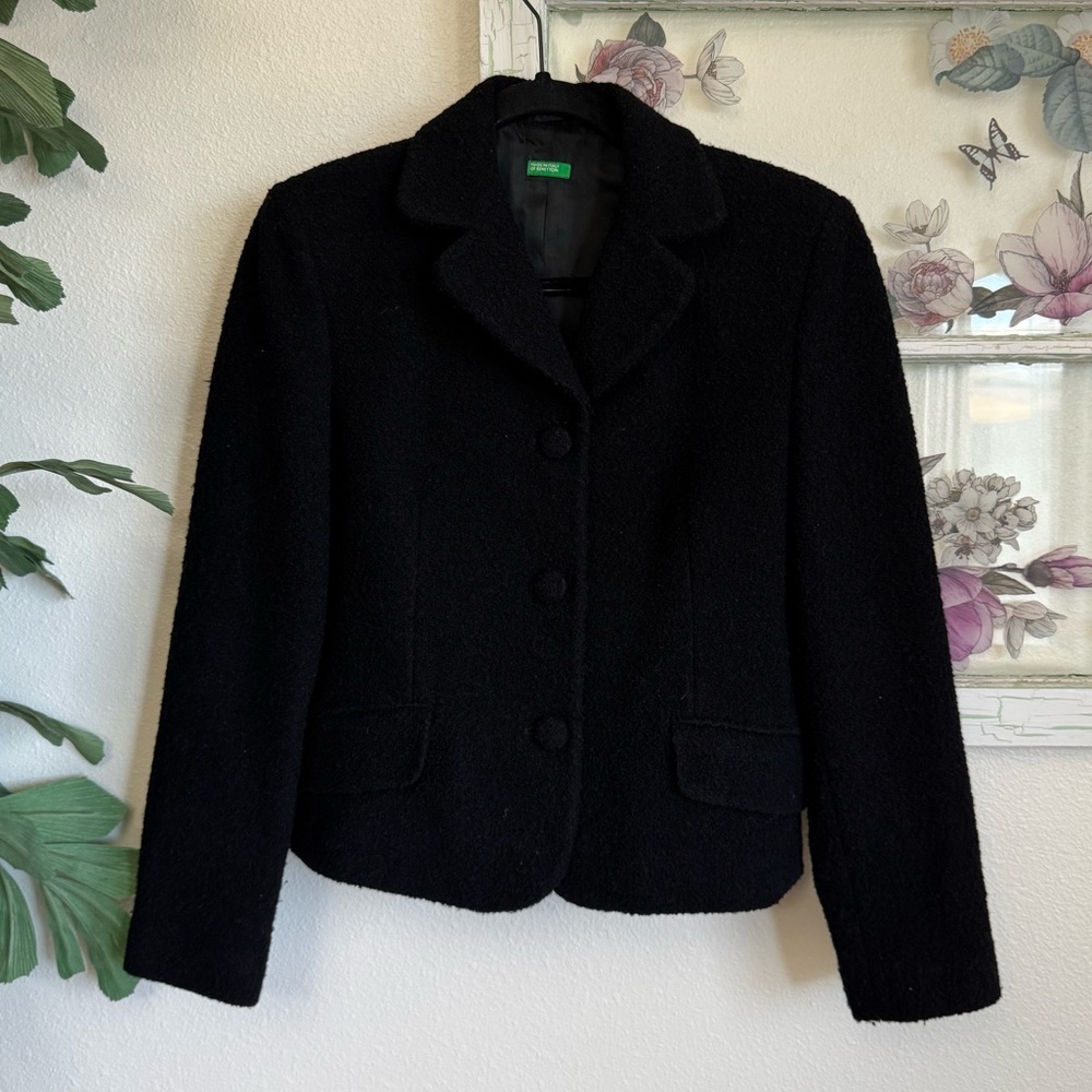 United Colors Of Benetton Black Tailored Wool-Blend Blazer